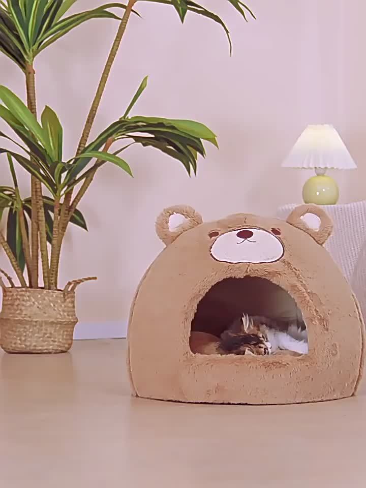 Indoor Cat Beds For Cats And Kittens Portable Cat Cave Bed With Removable Washable Cushion Thickened Pet House Hideaway