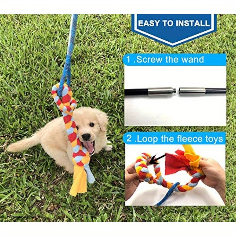 Interactive Flirt Pole Dog Toy Durable Teaser Wand Tassel