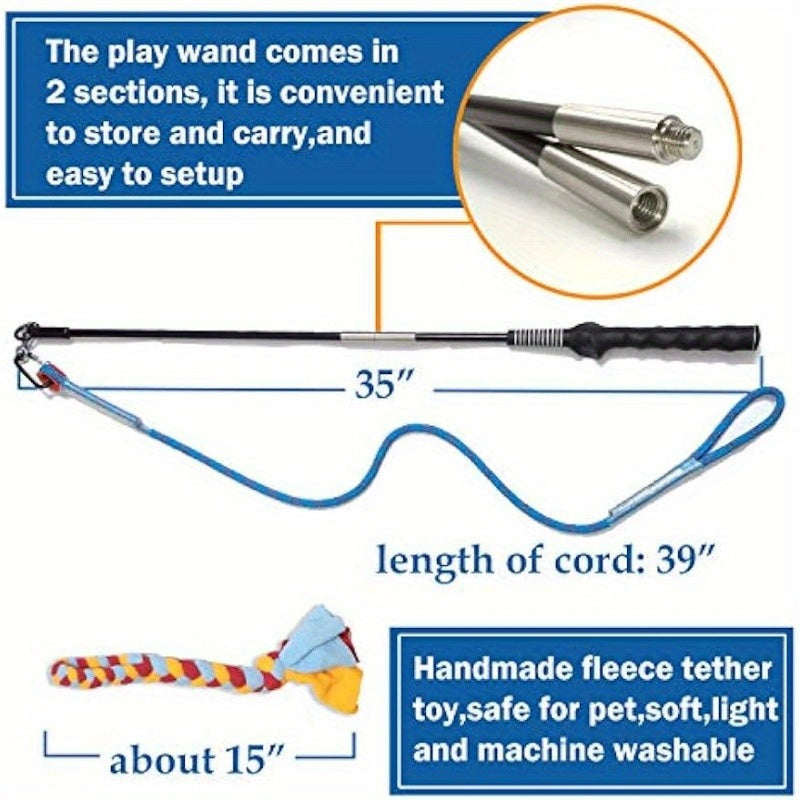 Interactive Flirt Pole Dog Toy Durable Teaser Wand Tassel