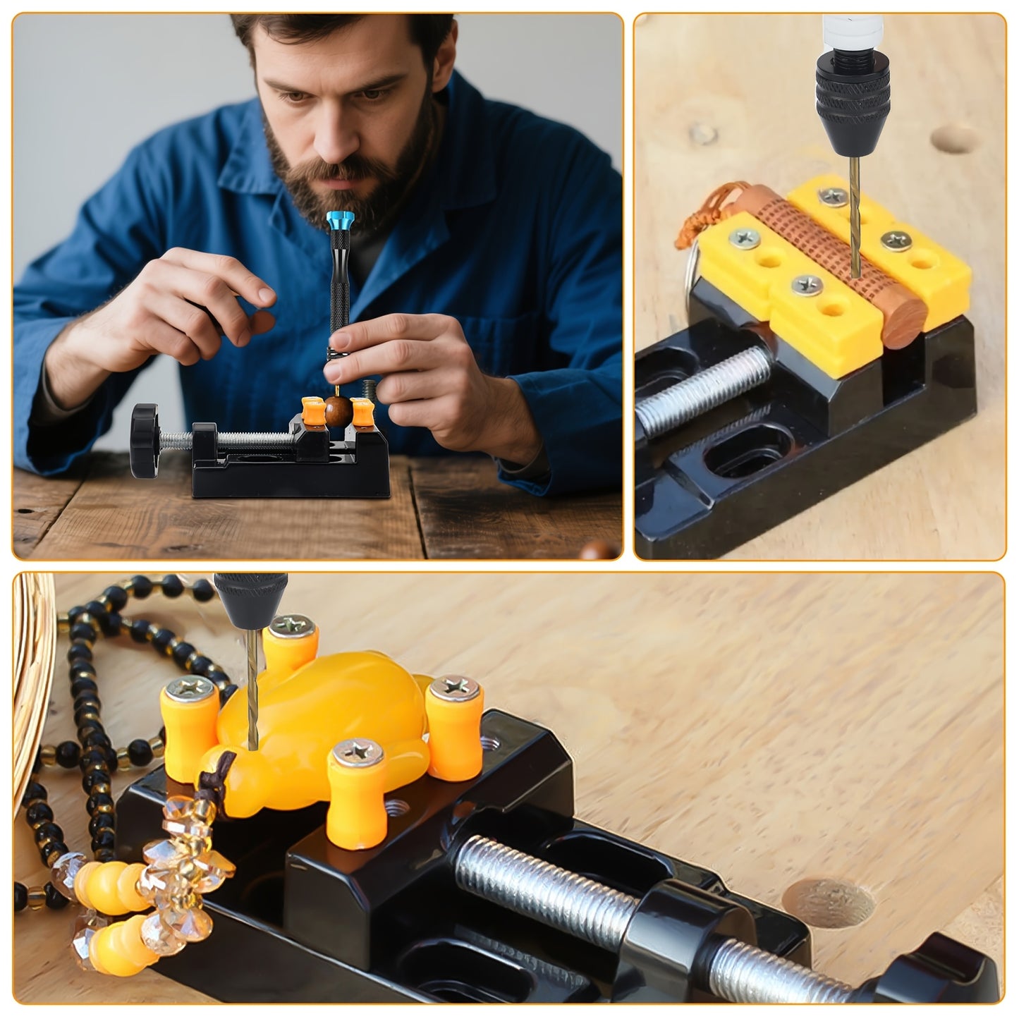 Needle Vise Hand Drill Set, Jewelry Making Hand Drill Tool with 50 HSS Twist Drills 1.0/1.5/2.0/2.5/3.0mm, for Wood, Resin, Jewelry, Miniature, Plastic & Shell, Manual Rotary Tool