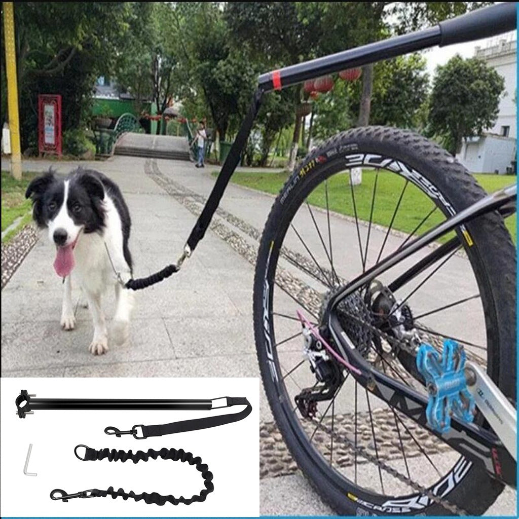 Retractable 26ft Dog Bicycle Leash With Jogging Attachment