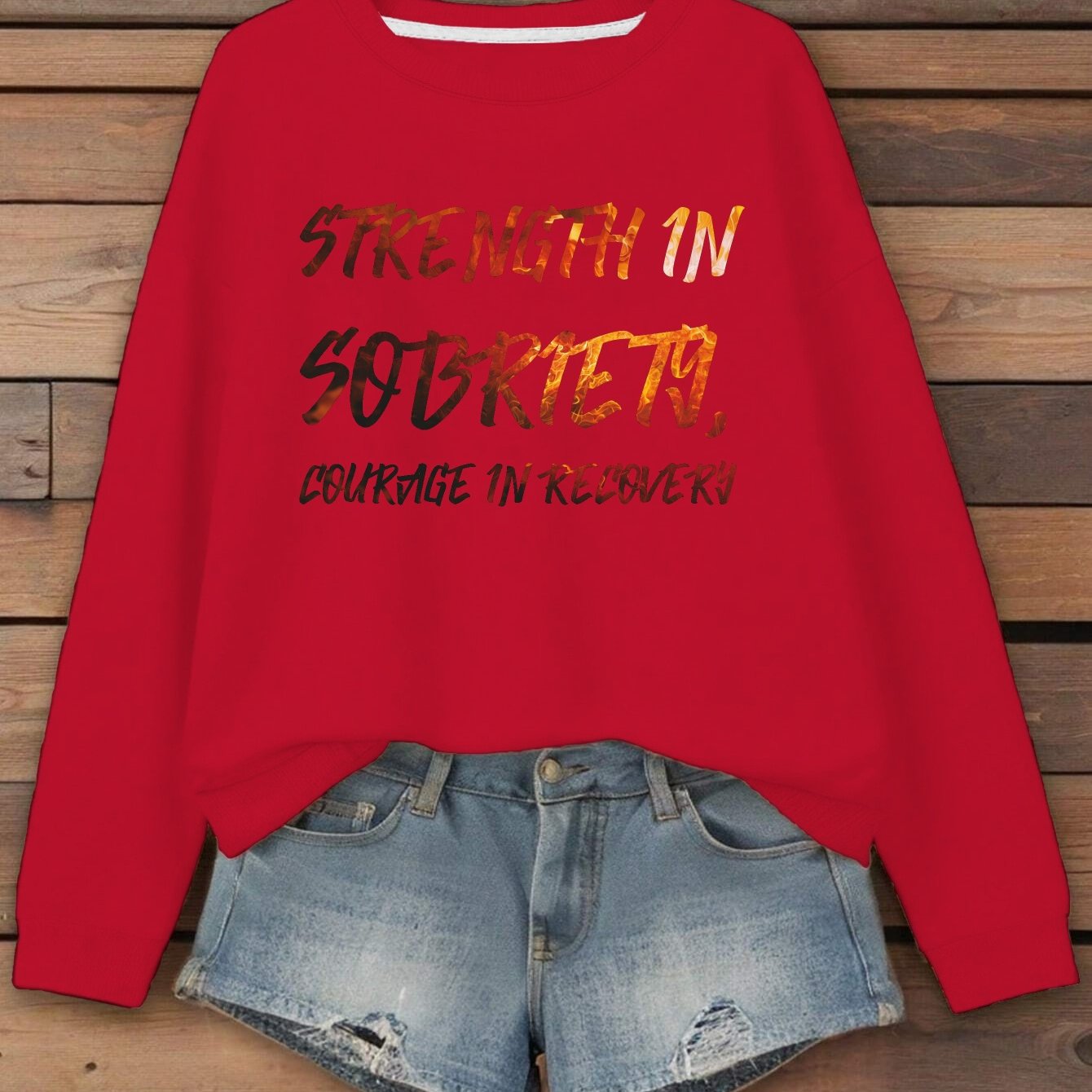 Sobriety Recovery Women's Plus Size Sweatshirt Geometric Pattern Crew Neck Fall Winter