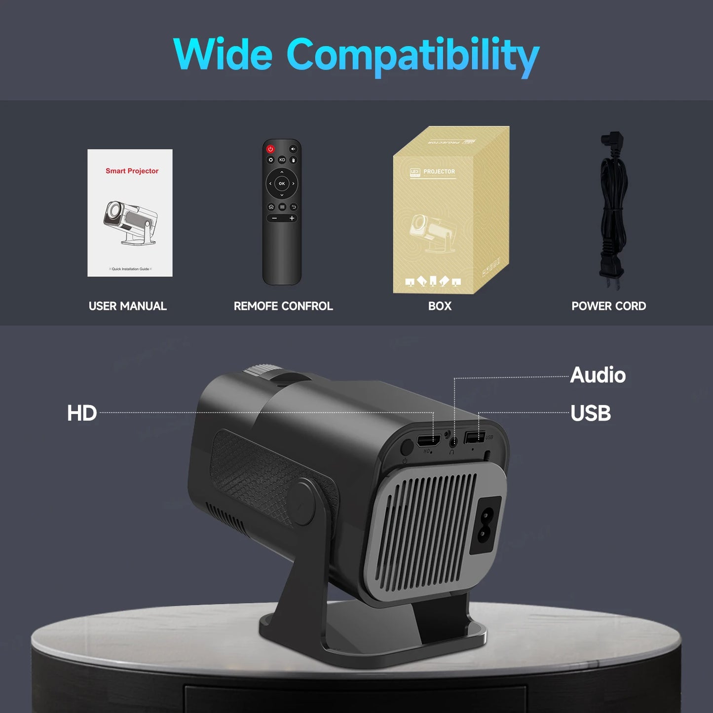 Magcubic HY320 Mini Native 720P Android 11 4K Projector 300 ANSI Lumens Wifi 6 Bluetooth 5.0 Outdoor Portable Projector