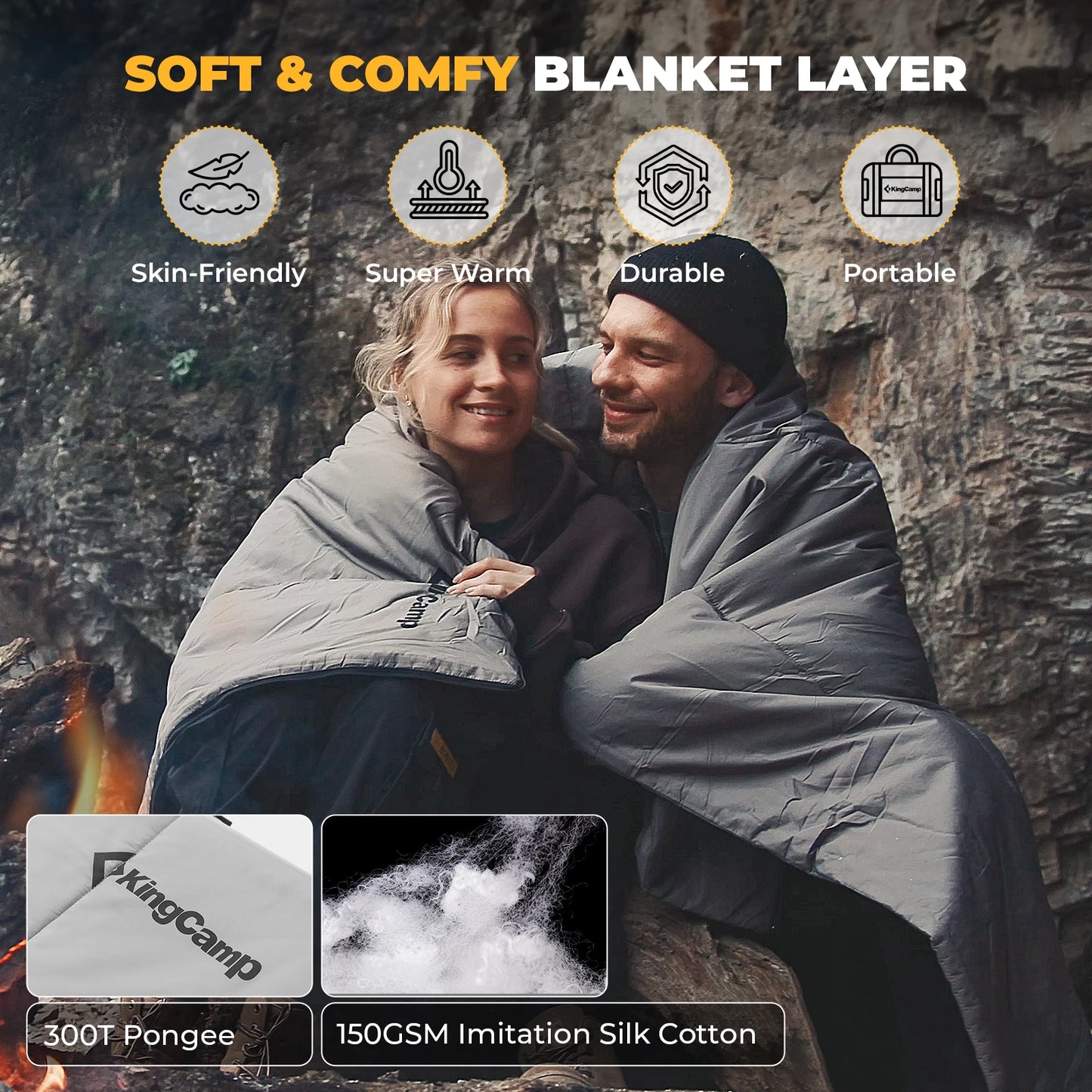 KingCamp 3 In 1 Envelope Hooded Sleeping Bag All Season