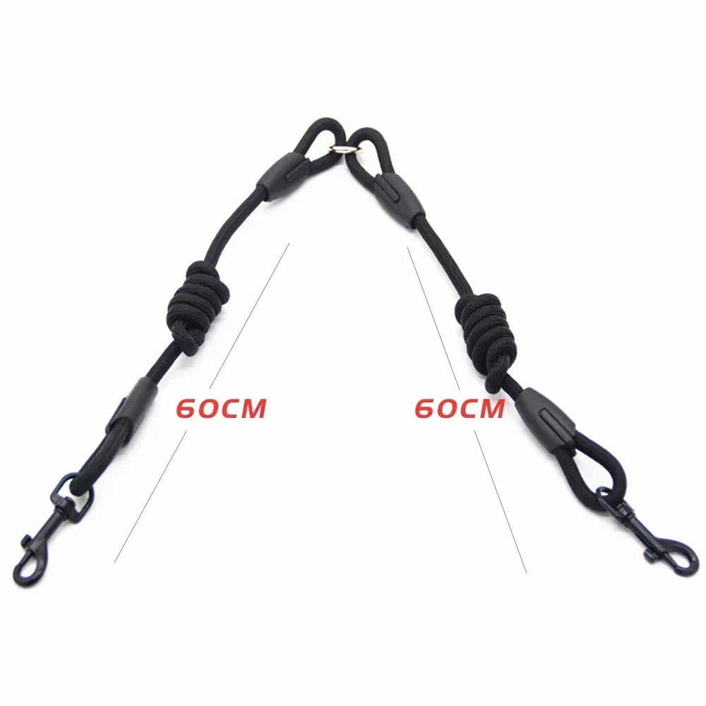 Double Nylon Dog Leash Coupler for Small Pets Chihuahua Black Accessories
