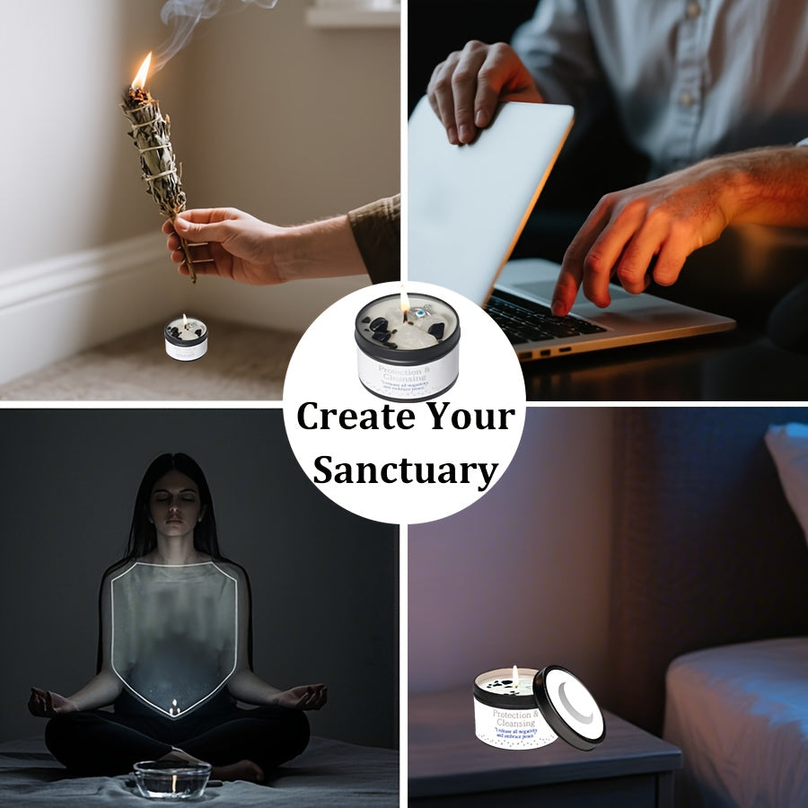 Law Of Attraction Candle White Sage 6oz With Crystal