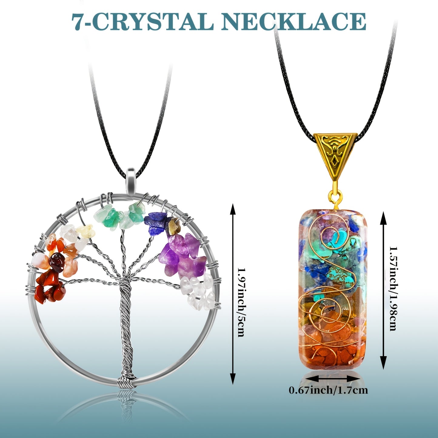 Crystal Set With Orgone Pyramid Seven Chakra Bracelet