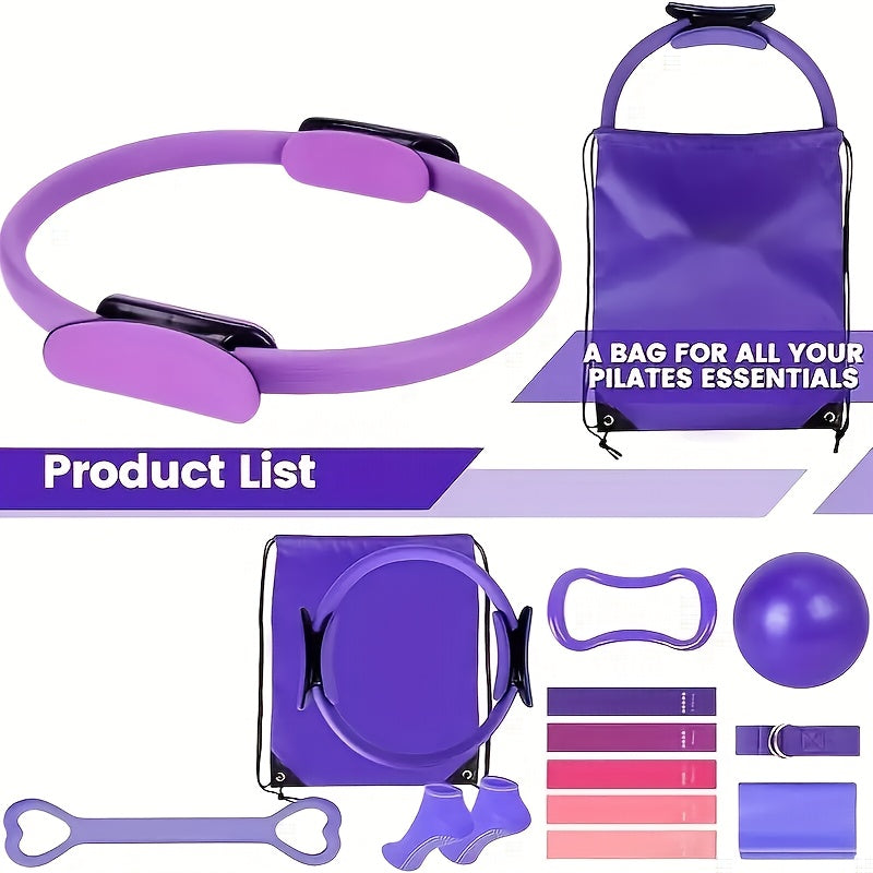 13 Pilates Yoga Kit With Resistance Bands And Ab Coaster