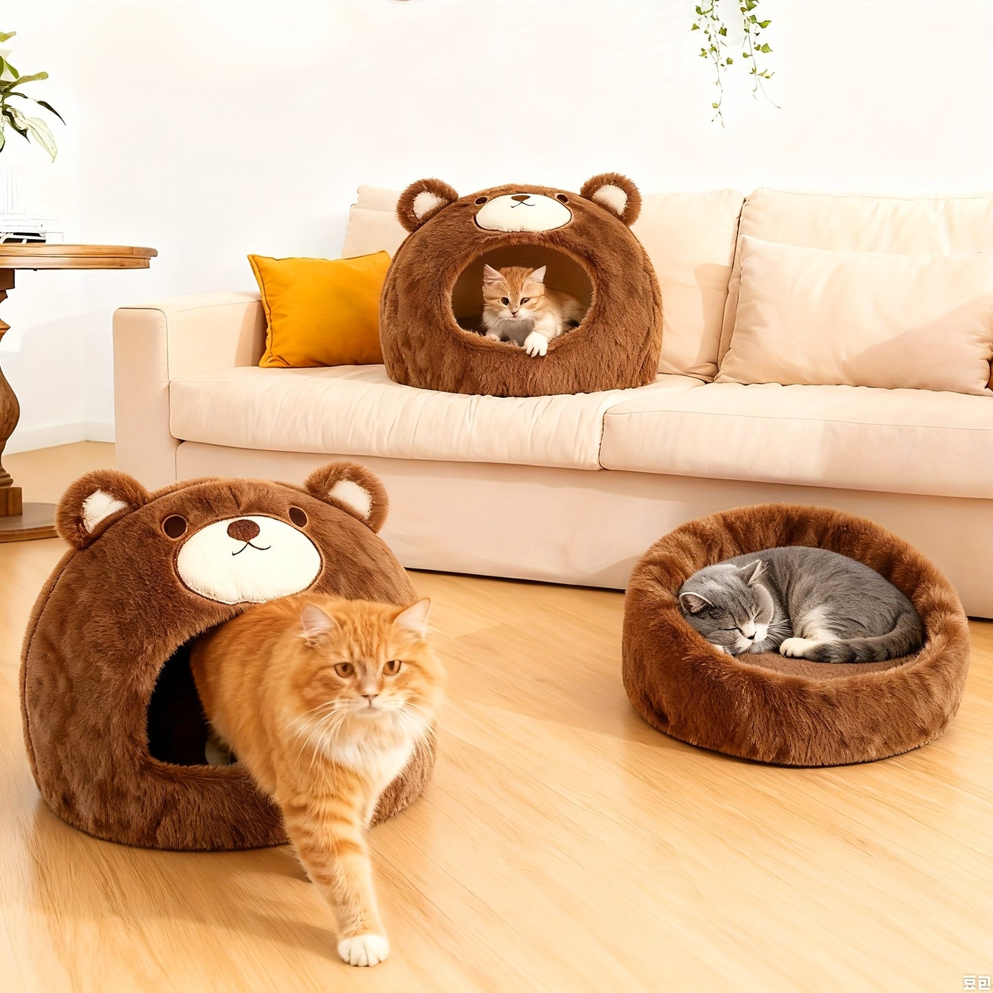 Indoor Cat Beds For Cats And Kittens Portable Cat Cave Bed With Removable Washable Cushion Thickened Pet House Hideaway