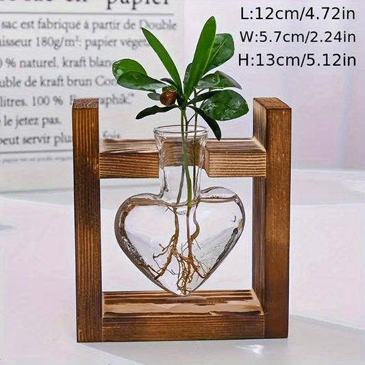 Toparad Wooden Frame Hydroponic Small Vase For Indoor Outdoor Plant Decor