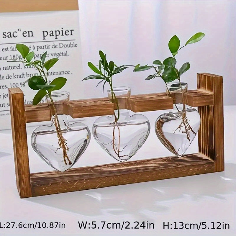 Toparad Wooden Frame Hydroponic Small Vase For Indoor Outdoor Plant Decor