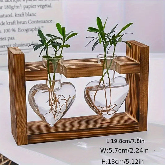 Wooden Frame Hydroponic Small Vase For Indoor And Outdoor Decor