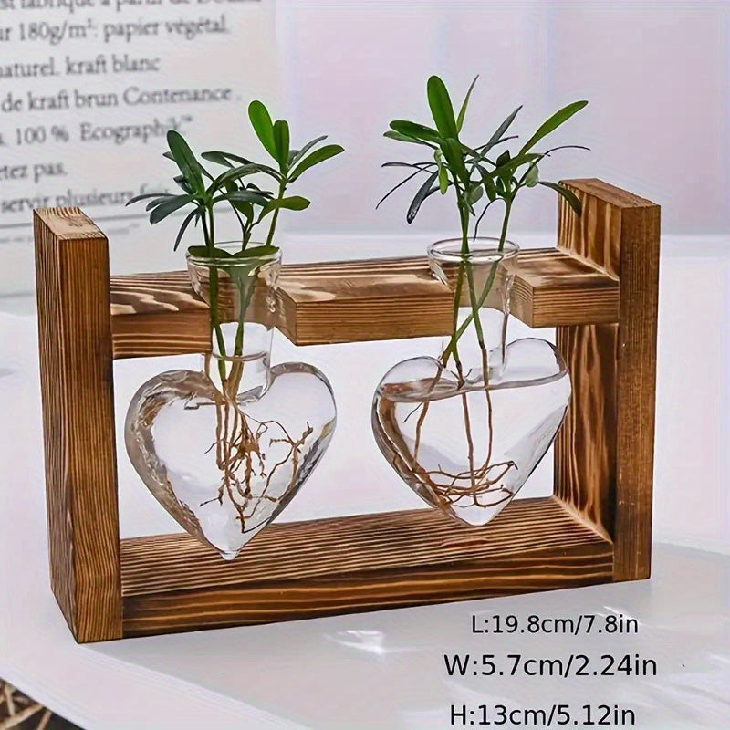 Toparad Wooden Frame Hydroponic Small Vase For Indoor Outdoor Plant Decor