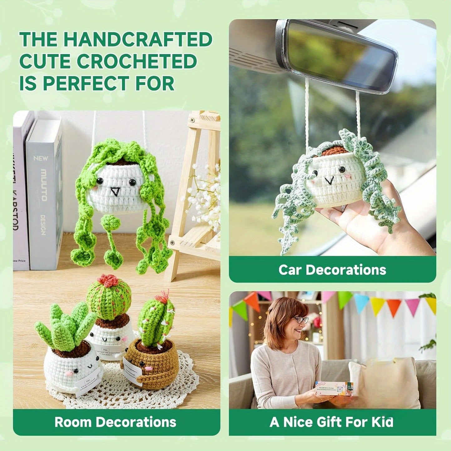 Crochet Kit For Beginners With Step By Step Video Lessons, Six Piece Succulent Crochet Set With Accessories