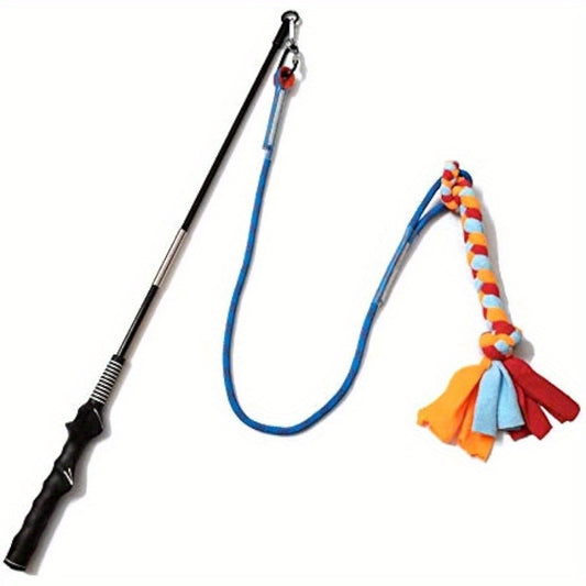 Interactive Flirt Pole Dog Toy Durable Teaser Wand Tassel