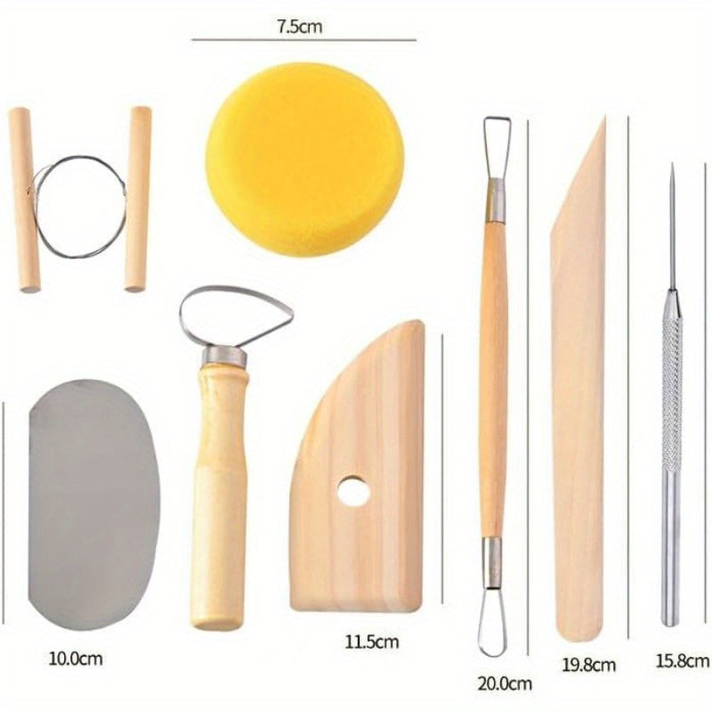 45pcs/ Set Pottery Clay Sculpting Tool Kit, Ceramic Polymer Modeling Tools with Wooden Handles, Perfect for Crafts, Baking, Drawing, Molding, Shaping Projects
