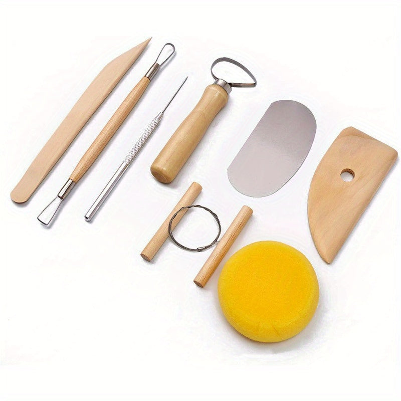 45pcs/ Set Pottery Clay Sculpting Tool Kit, Ceramic Polymer Modeling Tools with Wooden Handles, Perfect for Crafts, Baking, Drawing, Molding, Shaping Projects