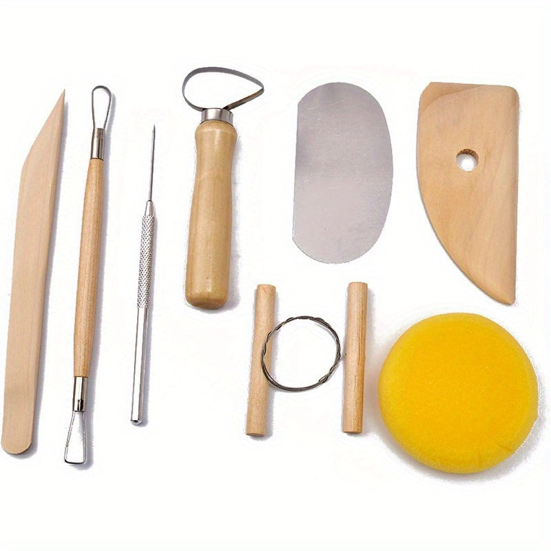 45pcs/ Set Pottery Clay Sculpting Tool Kit, Ceramic Polymer Modeling Tools with Wooden Handles, Perfect for Crafts, Baking, Drawing, Molding, Shaping Projects