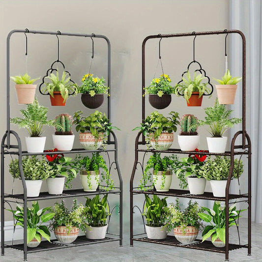 3 Tier Plant Stand Indoor Outdoor Metal Hanging Shelf Tall Rack Living Room