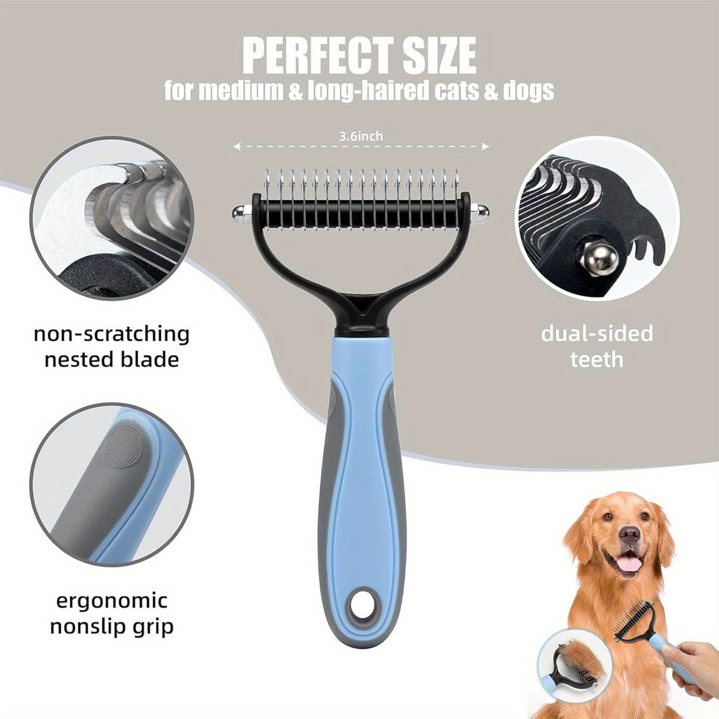 7 Dog Grooming Kit Bath Brush Double Sided Undercoat Rake Towel Tool Washing Gloves for Shedding Control and Shiny Coat