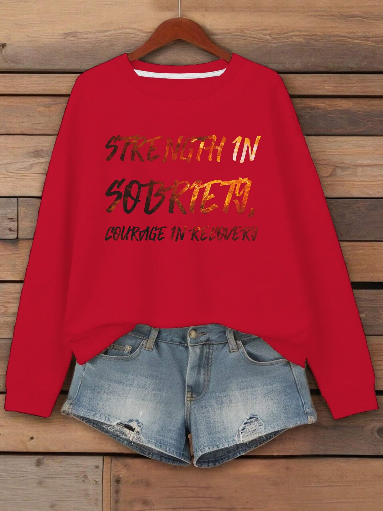 Sobriety Recovery Women's Plus Size Sweatshirt Geometric Pattern Crew Neck Fall Winter