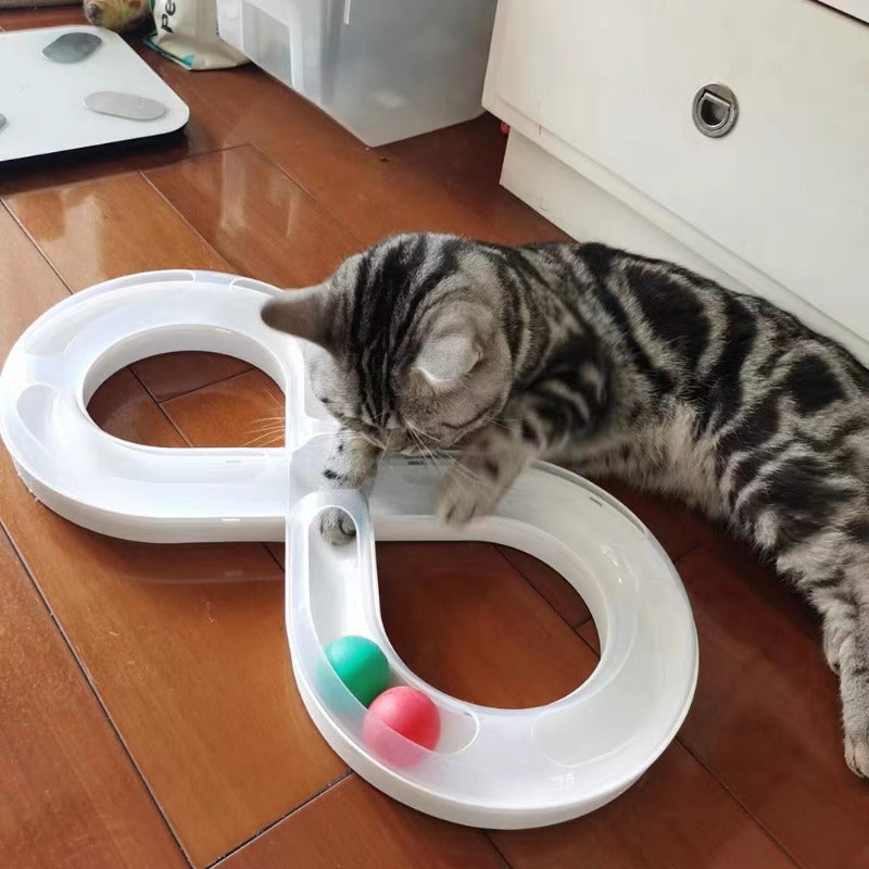 Interactive Cat Toy Turntable Ball Track Kitten Toy 8 Shape Turntable Entertainment For Cats