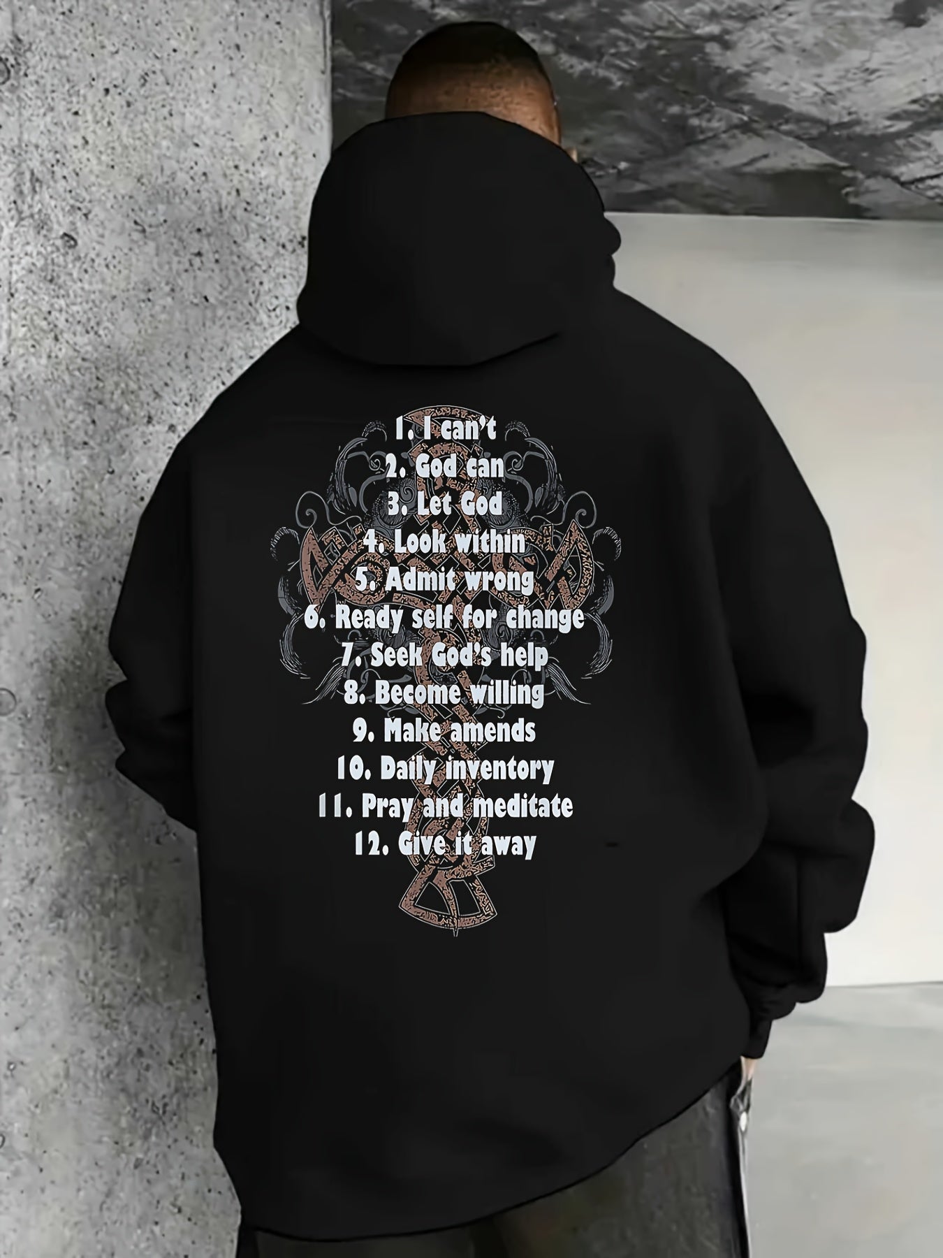 Men Celebrate Recovery Hooded Sweatshirt 12 Step Guide