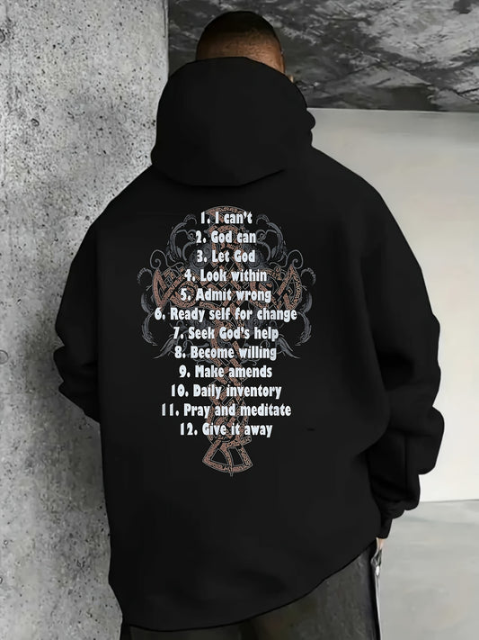Men Celebrate Recovery Hooded Sweatshirt 12 Step Guide