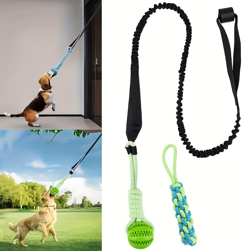 Dog Teeth Grinding Pulling Rope Toy Elastic Rope Design For Teeth Cleaning Indoor Outdoor Use No Battery Required