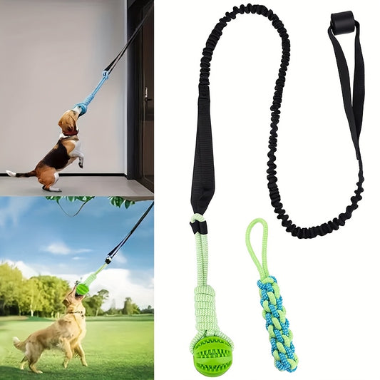 Dog Teeth Grinding Pulling Rope Toy Elastic Rope Design For Teeth Cleaning Indoor Outdoor Use No Battery Required