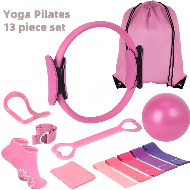 13 Pilates Yoga Kit With Resistance Bands And Ab Coaster