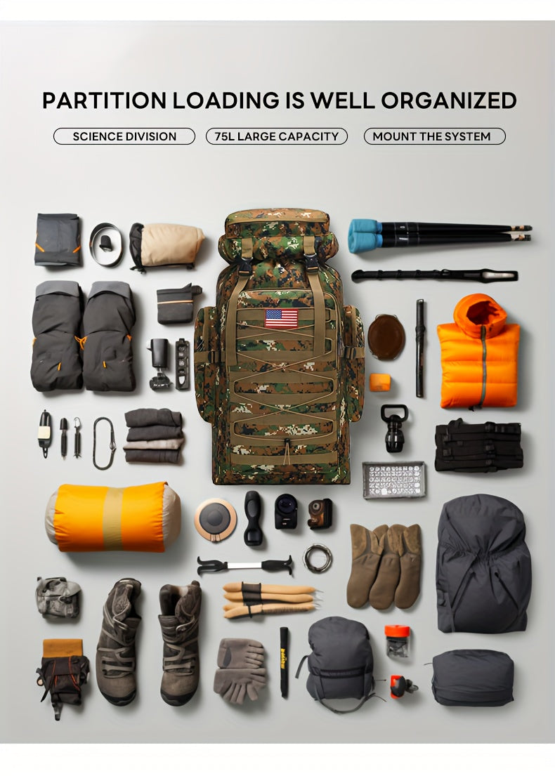 Camouflage Waterproof Travel Backpack For Hiking Outdoors
