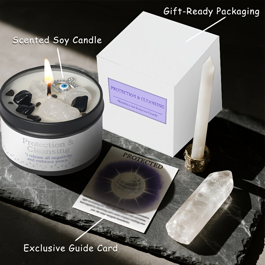 Law Of Attraction Candle White Sage 6oz With Crystal