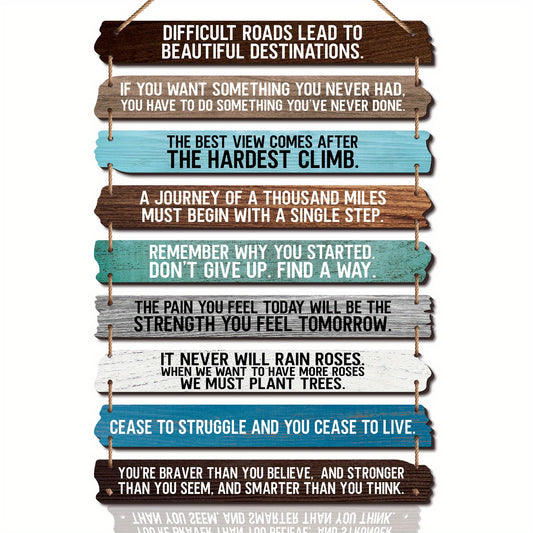 1set Motivational Wall Decor Sign for Office, Wooden Rustic Vintage Style Hanging Motivational Wall Decor Decorative Sign, Inspiring Positive Quotes Wall Decor for Home Living Room Bedroom Bathroom Classroom Gym
