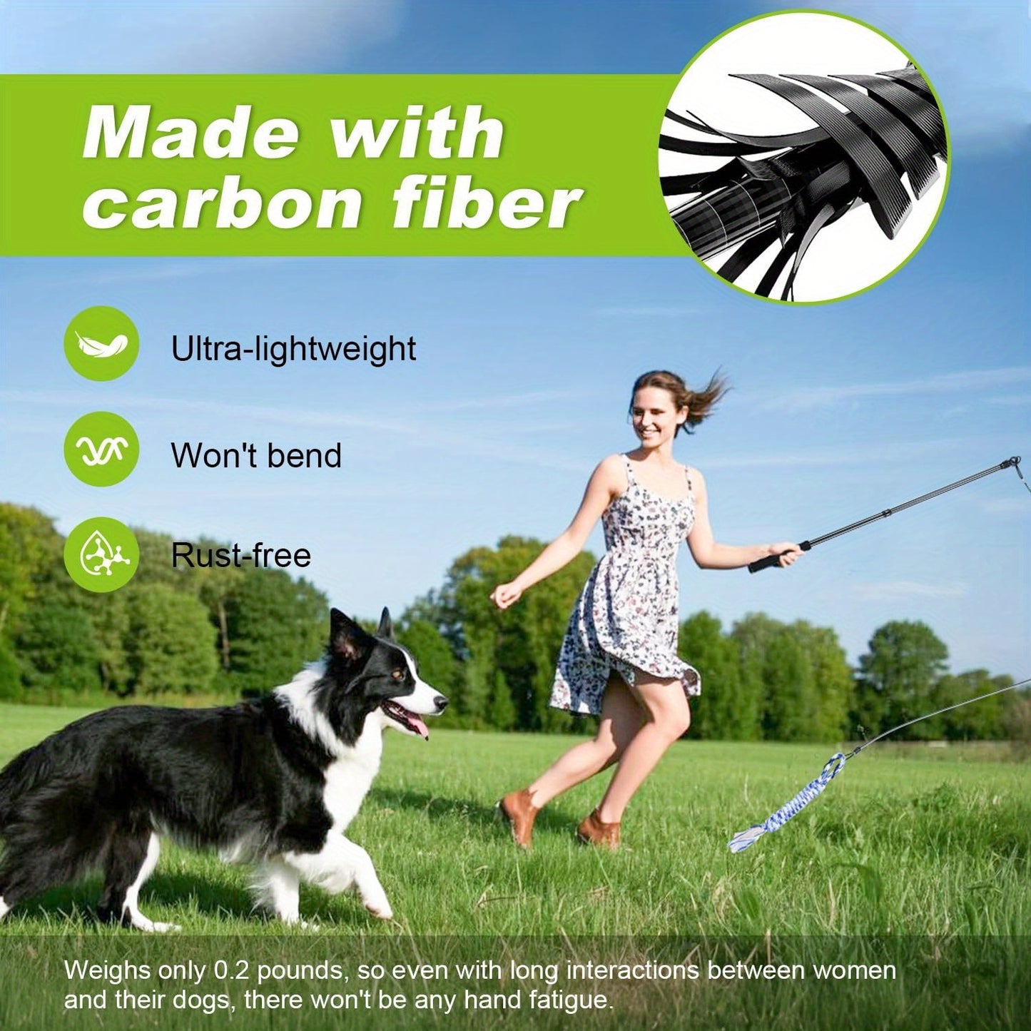 Carbon Fiber Dog Flirt Pole Telescopic With Toys