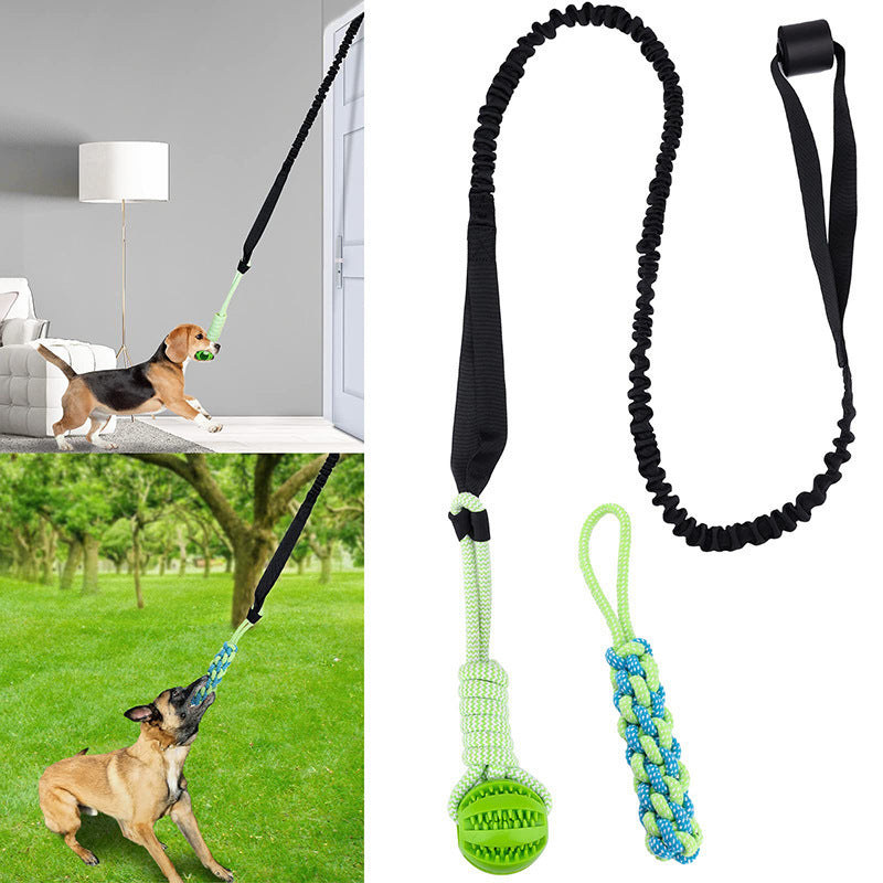 Dog Teeth Grinding Pulling Rope Toy Elastic Rope Design For Teeth Cleaning Indoor Outdoor Use No Battery Required