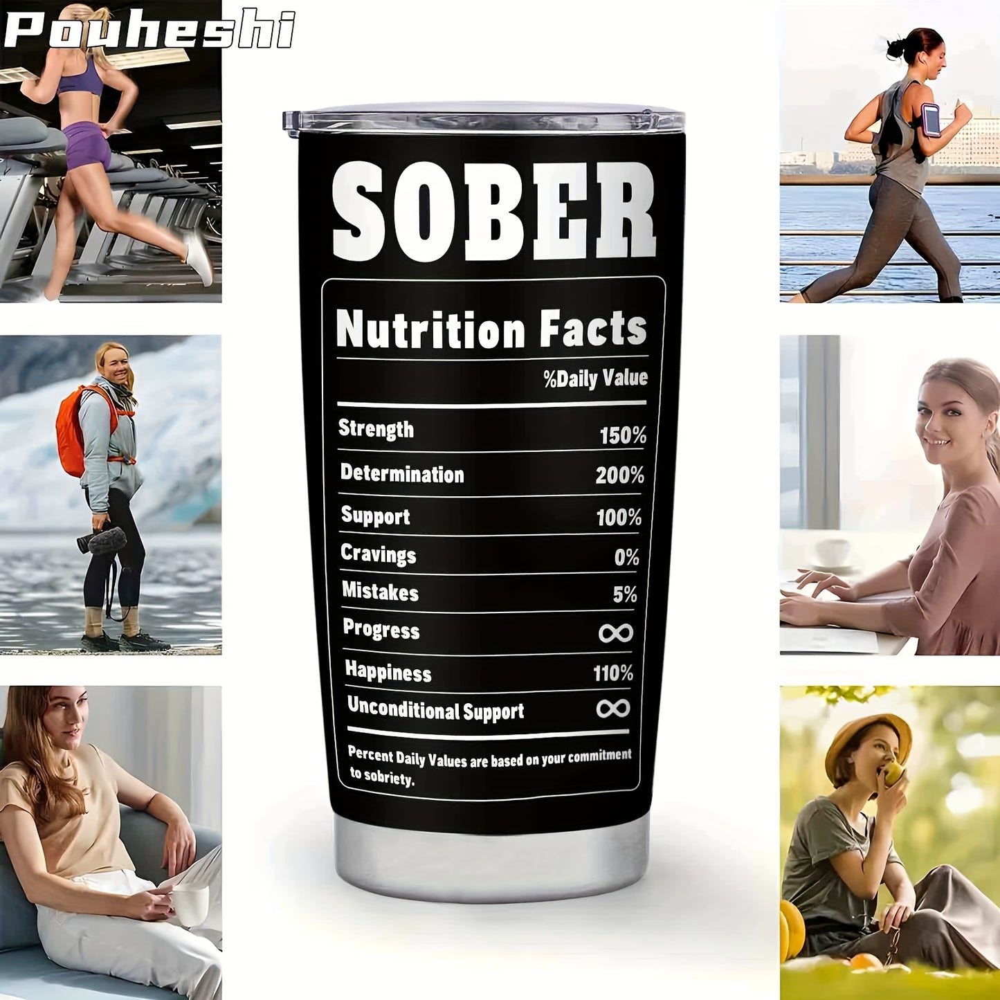 Stainless Steel Sober Motivational Tumbler Shatterproof BPA Free Insulated