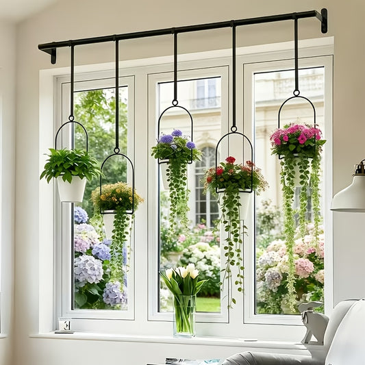Window Hanging Planter Set Herb Garden Adjustable Metal Planter White Bracket