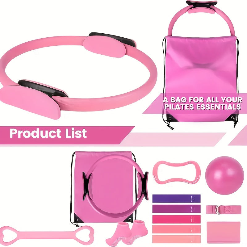13 Pilates Yoga Kit With Resistance Bands And Ab Coaster