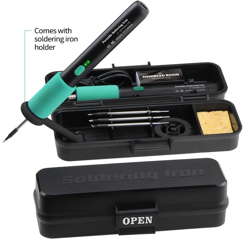 Mini Soldering Iron Kit With Adjustable Temperature USB Powered Portable Tool Includes Iron And Three Tips