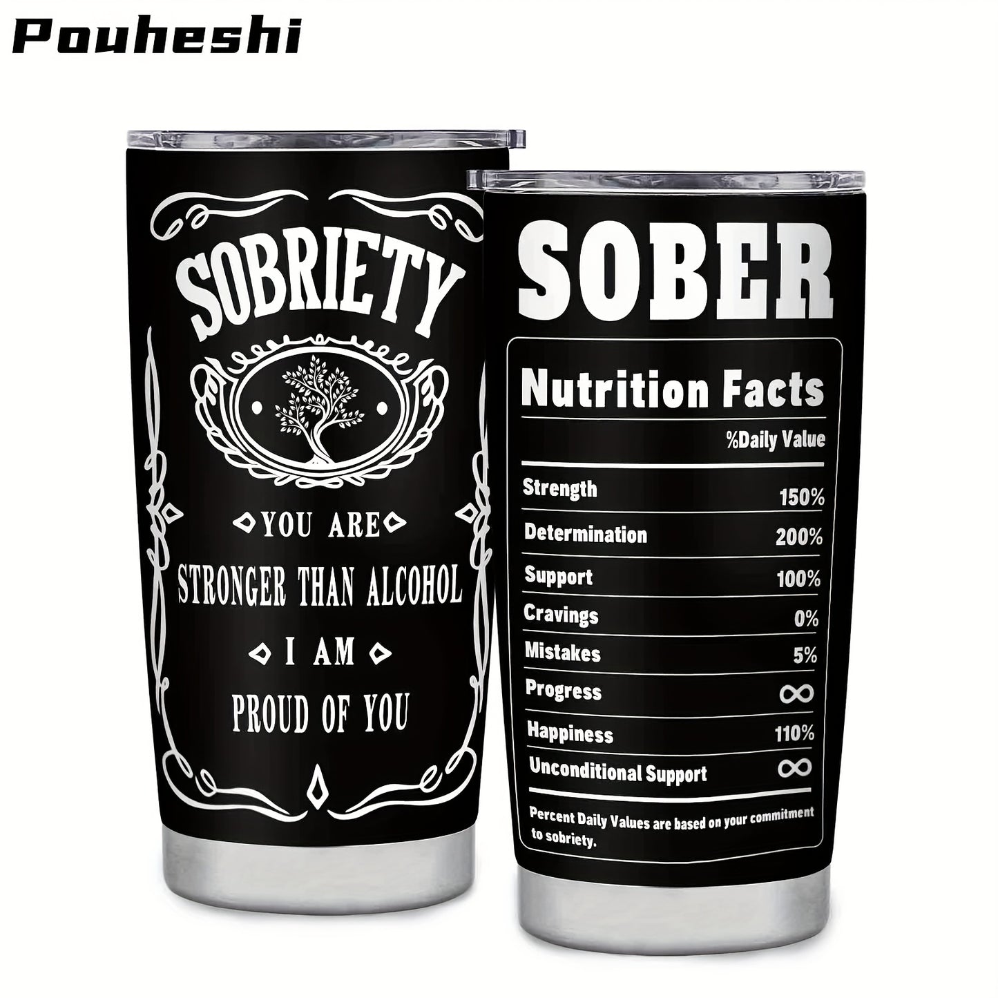 Stainless Steel Sober Motivational Tumbler Shatterproof BPA Free Insulated