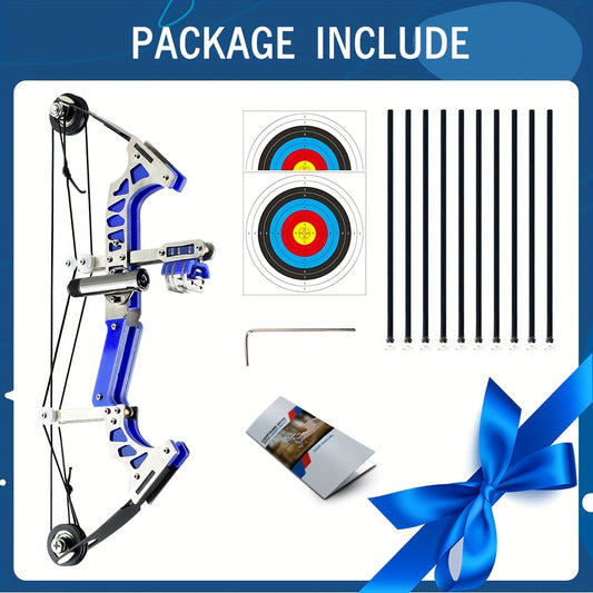 Compact 9.8-Inch High-Power Stainless Steel Mini Bow Kit with Target Paper And Installation Tool, Ideal for Beginner Hunters to Practice Outdoor Archery.