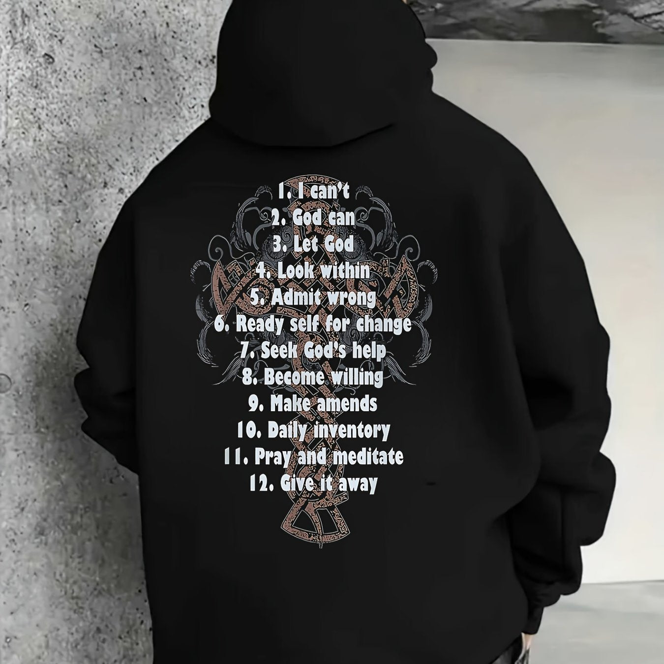 Men Celebrate Recovery Hooded Sweatshirt 12 Step Guide