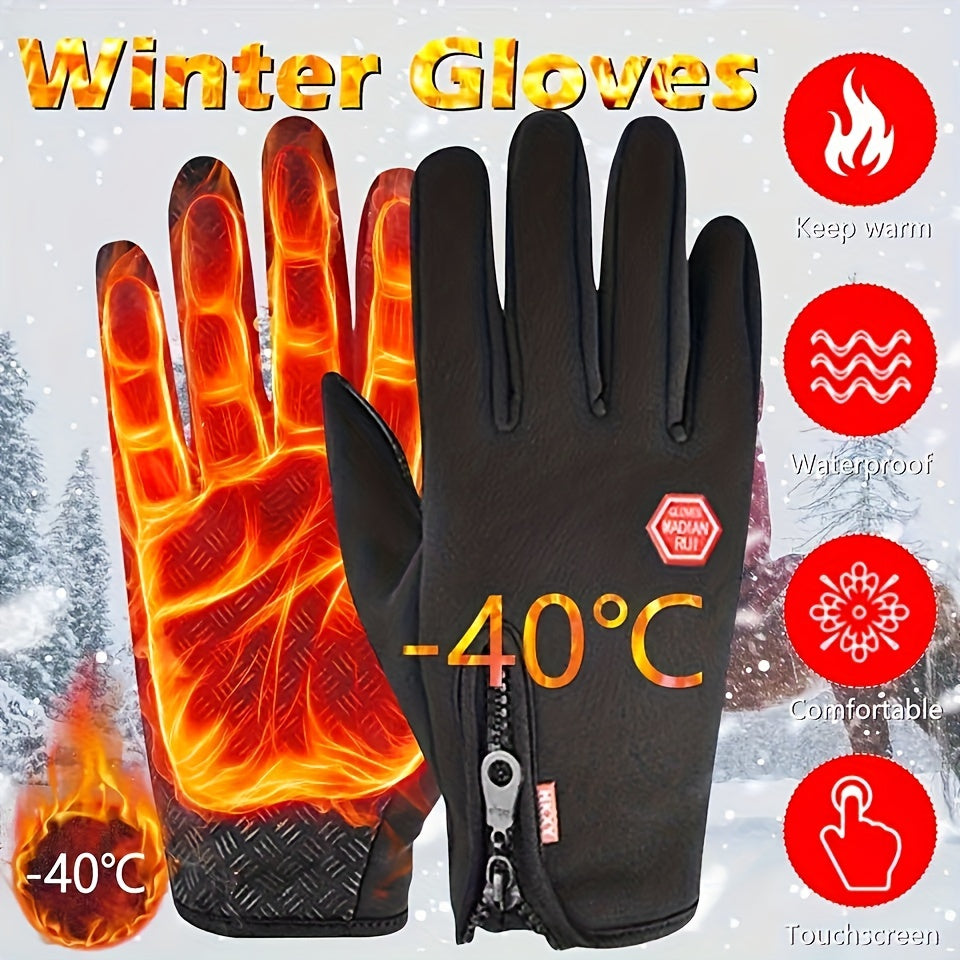 Mens Thermal Touchscreen Gloves Windproof Waterproof Skiing