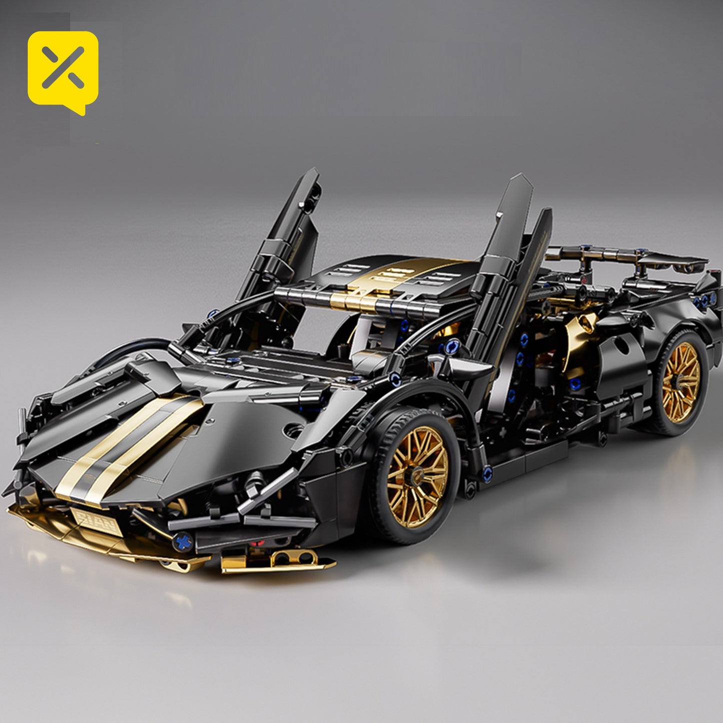 1300 Pcs Black And Golden Sports Car Building Block Set