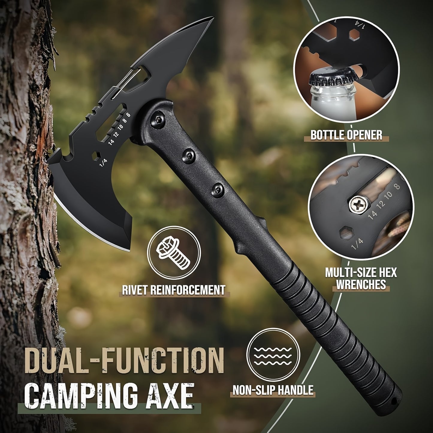 Outdoor Axe Set 2Pc Camping Hatchet Hiking Bottle Opener
