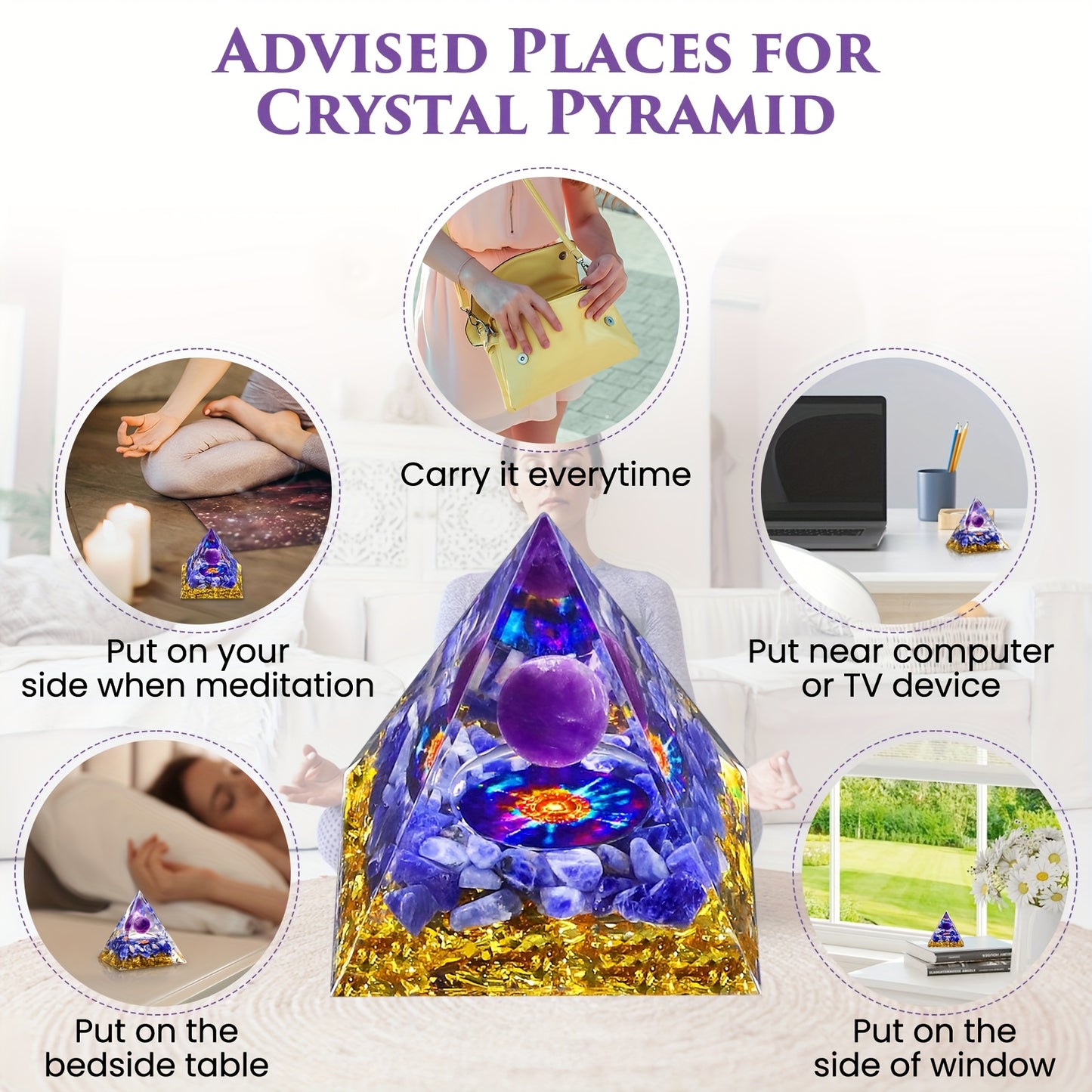 Crystal Set With Orgone Pyramid Seven Chakra Bracelet