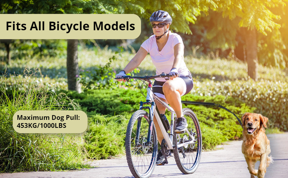 1000Lb Heavy Duty Stretchable Bike Leash For Dogs With Secure Locking System Adjustable Retractable Nylon Leash Cycling