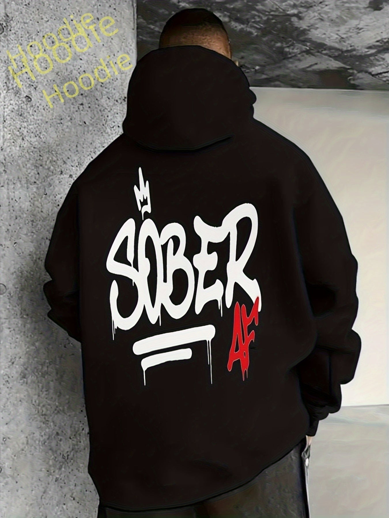 Sober AF Recovery Hoodie Unisex Graffiti Lettering Red Drip