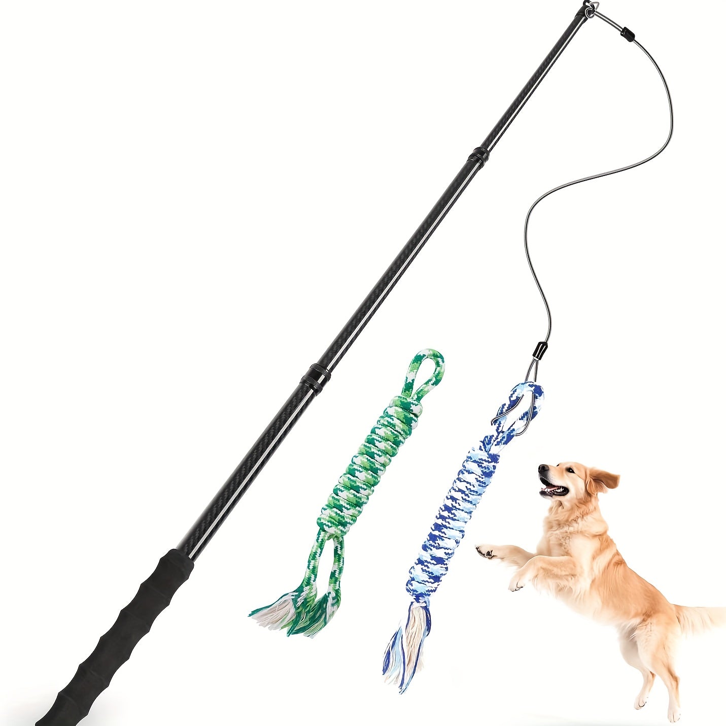 Carbon Fiber Dog Flirt Pole Telescopic With Toys